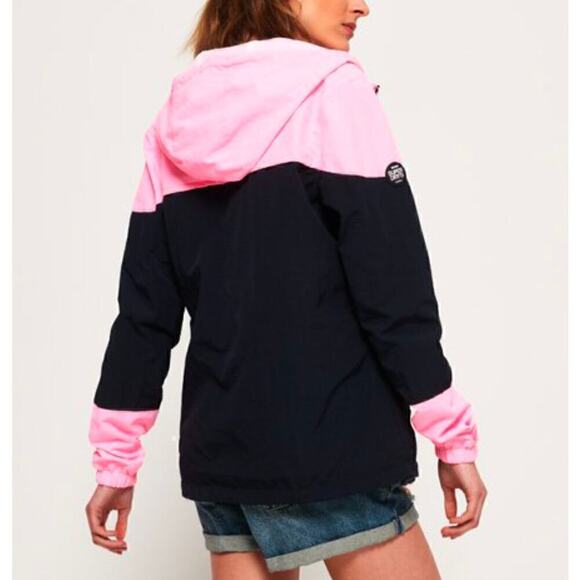 Superdry Colorblock Cagoule Hooded Full Zip Pink Black Women's Size 10 - Picture 9 of 16